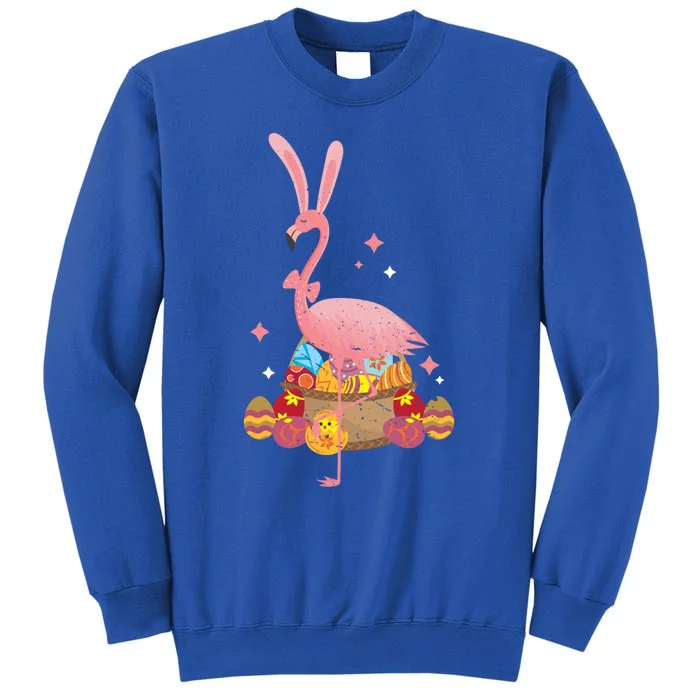 Funny Flamingo Easter Bunny Easter Egg Basket Gift Tall Sweatshirt