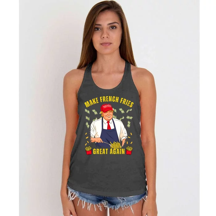 French Fries Enthusiast Artwork Women's Knotted Racerback Tank