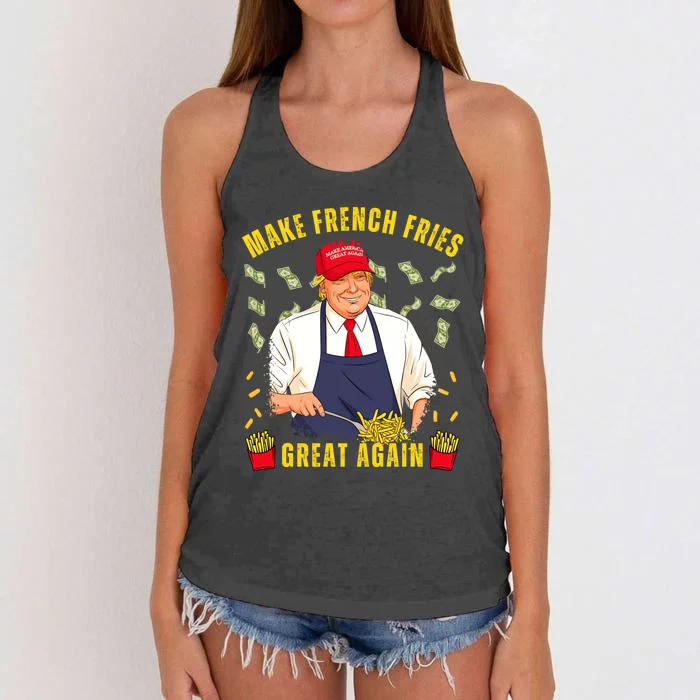 French Fries Enthusiast Artwork Women's Knotted Racerback Tank