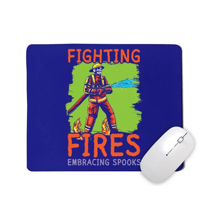 Fighting Fires Embracing Spooks Trick Or Treat Firefighter Gift Mousepad