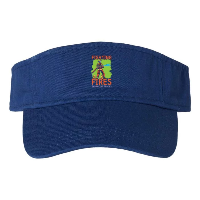 Fighting Fires Embracing Spooks Trick Or Treat Firefighter Gift Valucap Bio-Washed Visor