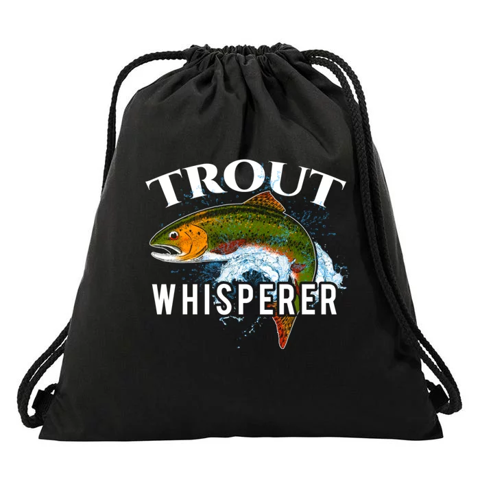 Funny Fishing Fisherman Gift Trout Whisperer Drawstring Bag