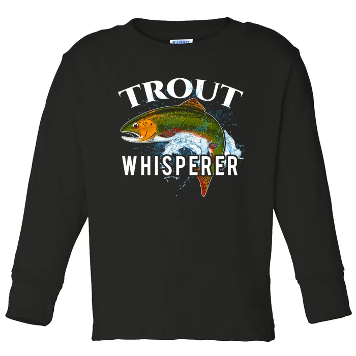 Funny Fishing Fisherman Gift Trout Whisperer Toddler Long Sleeve Shirt