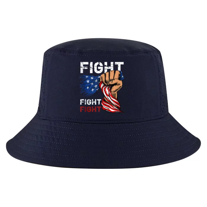 Fight Fight Fight American Flag Fist Donal Trump 2024 Cool Comfort Performance Bucket Hat