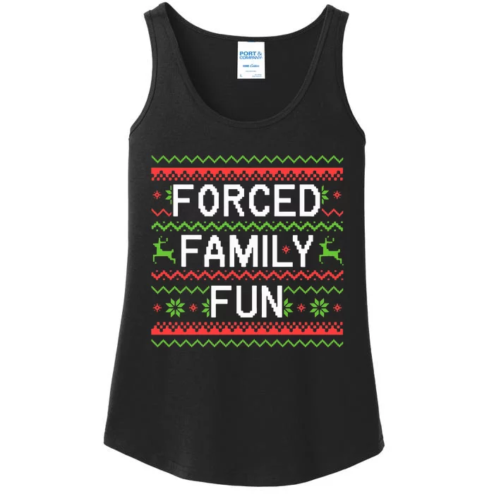 Family Forced Fun Funny Sarcastic Christmas Pajama Family Ladies Essential Tank