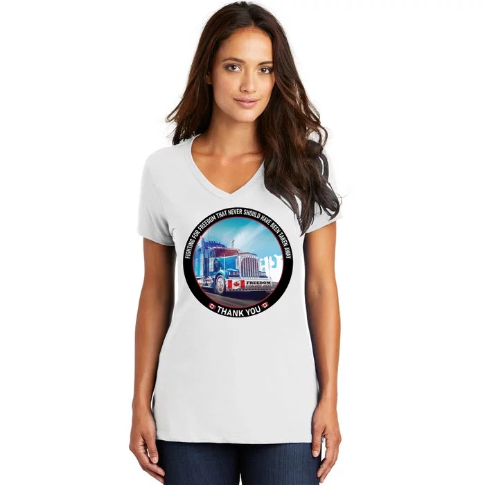 Fighting For Freedom Convoy 22 Candian Women's V-Neck T-Shirt