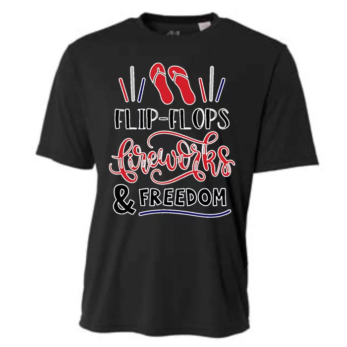 Flip Flops Fireworks & Freedom Outfit Tee Patriotic Cooling Performance Crew T-Shirt