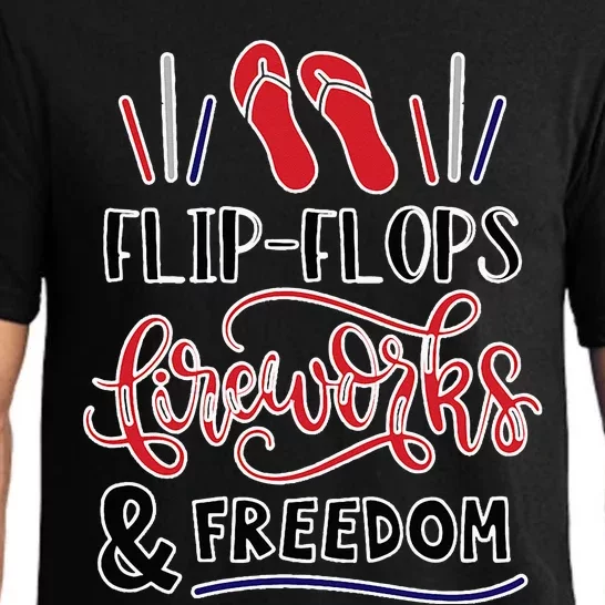 Flip Flops Fireworks & Freedom Outfit Tee Patriotic Pajama Set