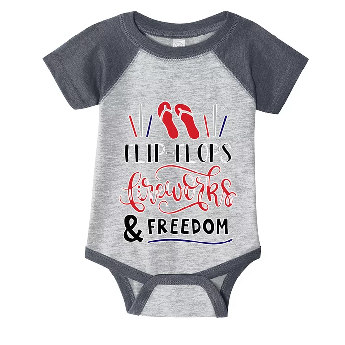 Flip Flops Fireworks & Freedom Outfit Tee Patriotic Infant Baby Jersey Bodysuit