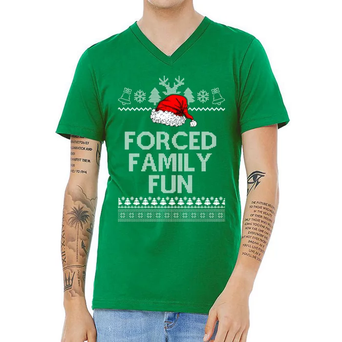 Forced Family Fun Ugly Christmas V-Neck T-Shirt