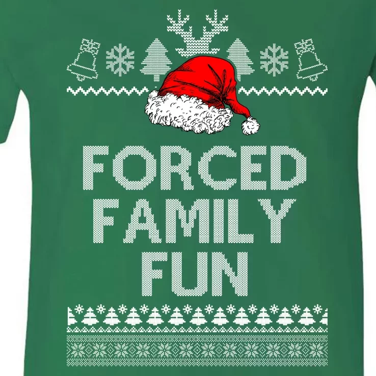 Forced Family Fun Ugly Christmas V-Neck T-Shirt