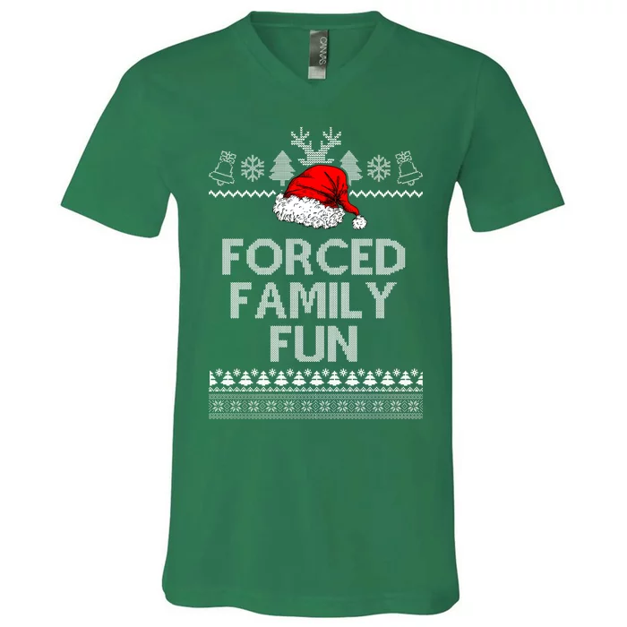 Forced Family Fun Ugly Christmas V-Neck T-Shirt