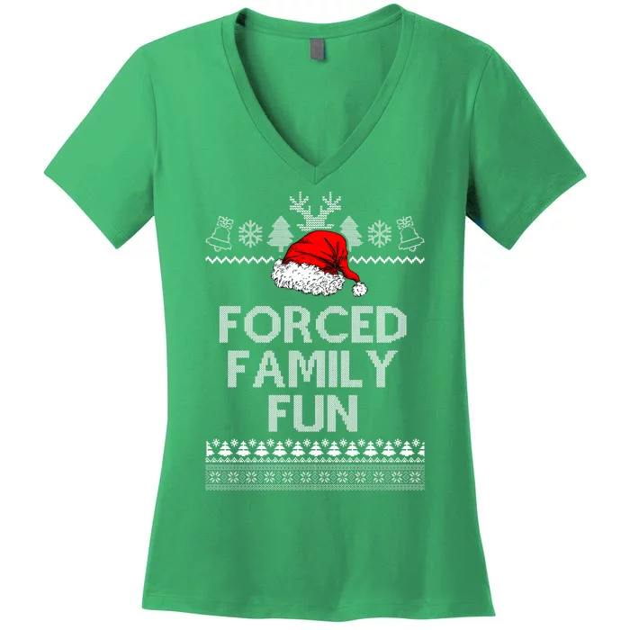 Forced Family Fun Ugly Christmas Women's V-Neck T-Shirt