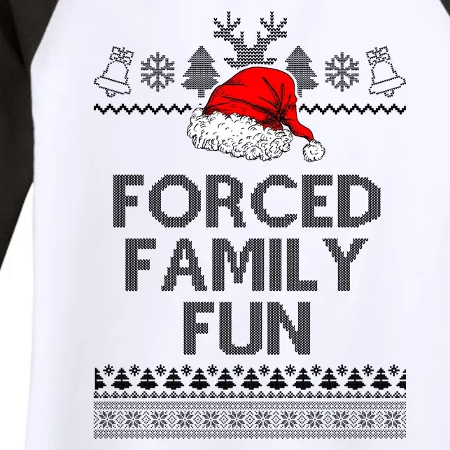 Forced Family Fun Ugly Christmas Women's Tri-Blend 3/4-Sleeve Raglan Shirt