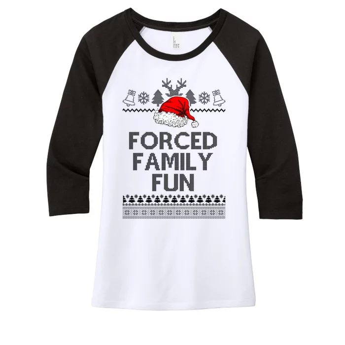 Forced Family Fun Ugly Christmas Women's Tri-Blend 3/4-Sleeve Raglan Shirt