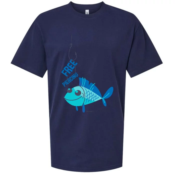 Funny Fish Free Piercing Sueded Cloud Jersey T-Shirt