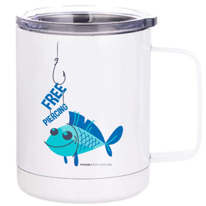 Funny Fish Free Piercing Front & Back 12oz Stainless Steel Tumbler Cup