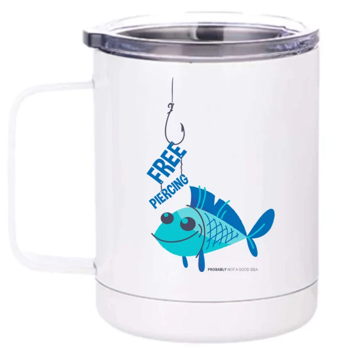 Funny Fish Free Piercing Front & Back 12oz Stainless Steel Tumbler Cup