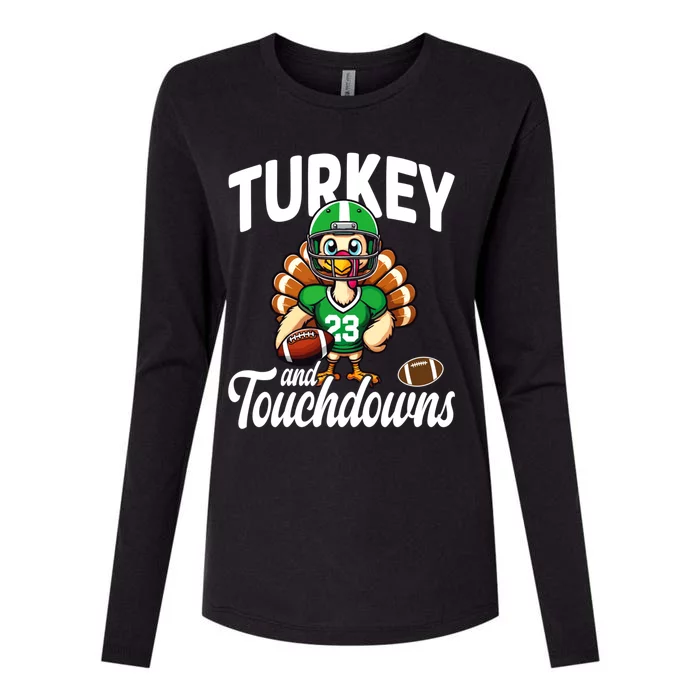 Family Food Football Thanksgiving Meaningful Gift Womens Cotton Relaxed Long Sleeve T-Shirt