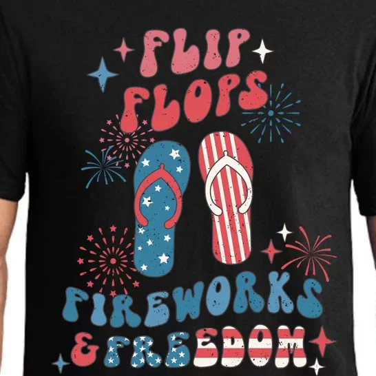 Flip Flops Fireworks & Freedom 4th Of July Pajama Set