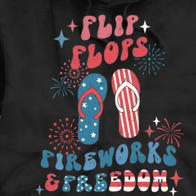 Flip Flops Fireworks & Freedom 4th Of July Tie Dye Hoodie