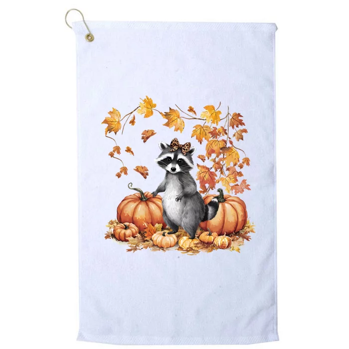 Feral Fall For Raccoon And Pumpkin Spice Lovers Platinum Collection Golf Towel