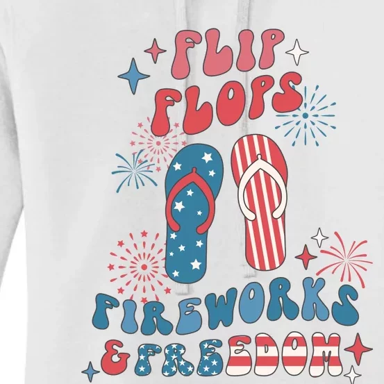 Flip Flops Fireworks & Freedom 4th Of July Independence Day Women's Pullover Hoodie