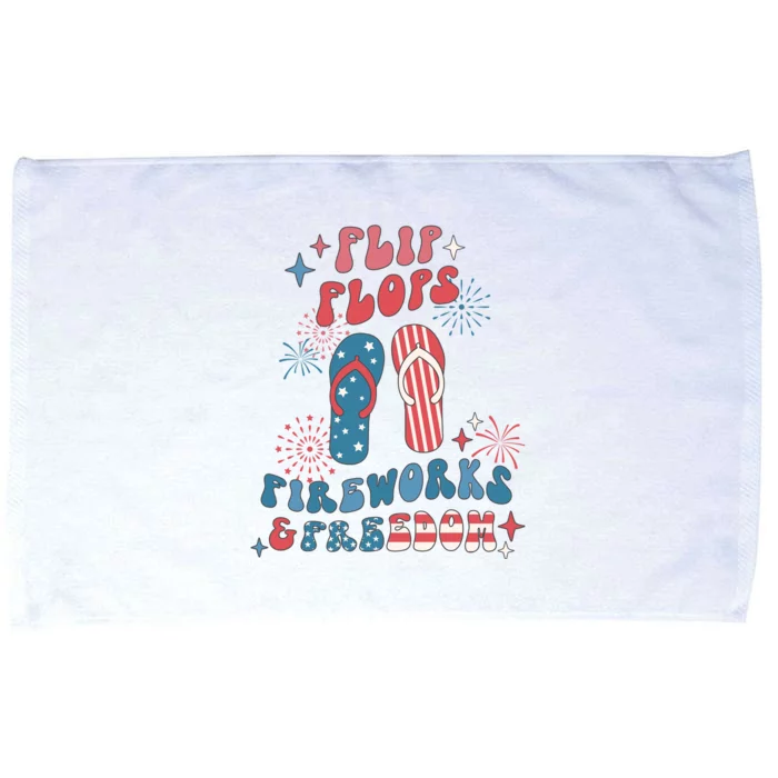 Flip Flops Fireworks & Freedom 4th Of July Independence Day Microfiber Hand Towel