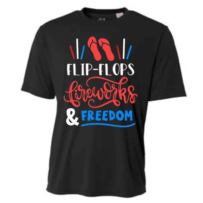 Flip Flops Fireworks And Freedom Fourth Of July Cooling Performance Crew T-Shirt