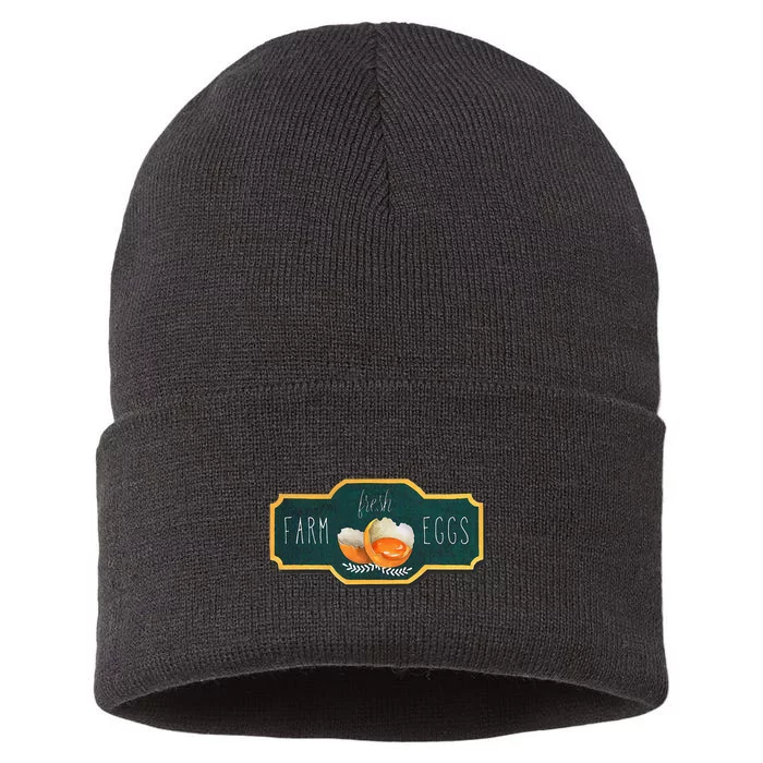 Funny Farm Fresh Eggs Sustainable Knit Beanie