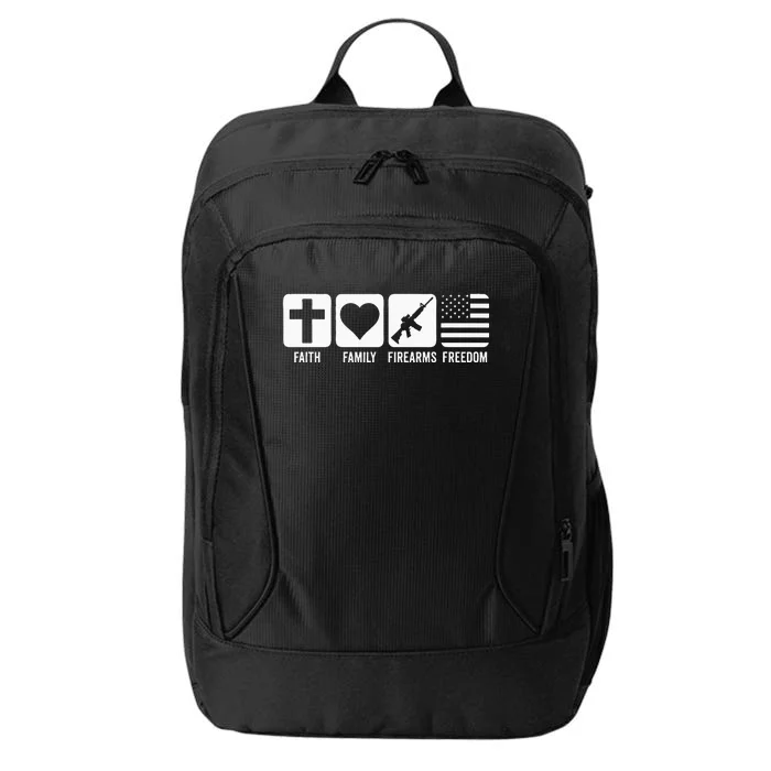 Faith Family Firearms & Freedom USA Flag Pro God & Guns City Backpack