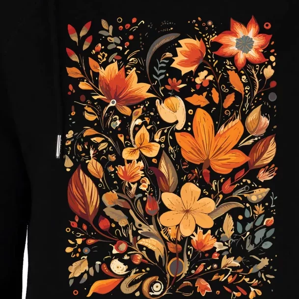 Fall Floral Fall Wildflowers Autumn Womens Funnel Neck Pullover Hood