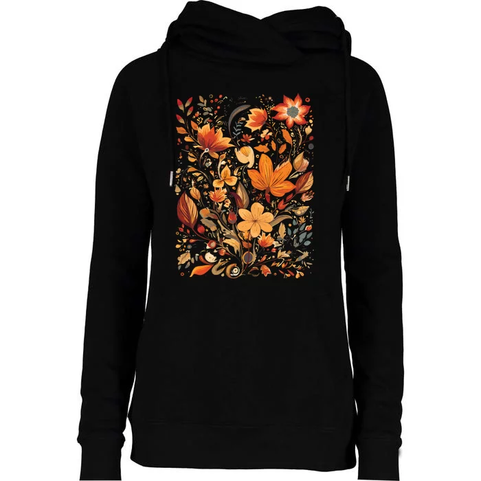 Fall Floral Fall Wildflowers Autumn Womens Funnel Neck Pullover Hood