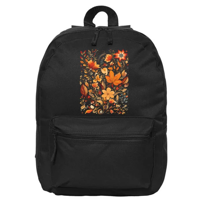 Fall Floral Fall Wildflowers Autumn 16 in Basic Backpack