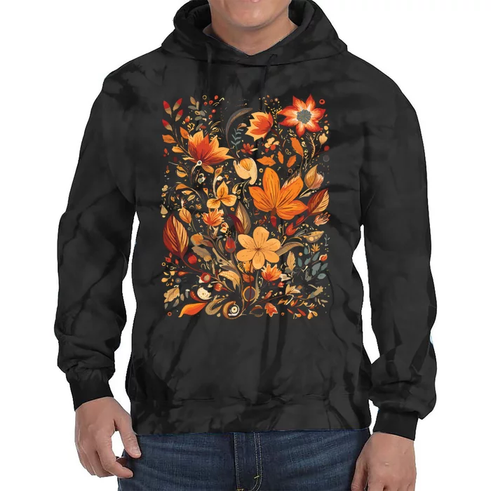 Fall Floral Fall Wildflowers Autumn Tie Dye Hoodie