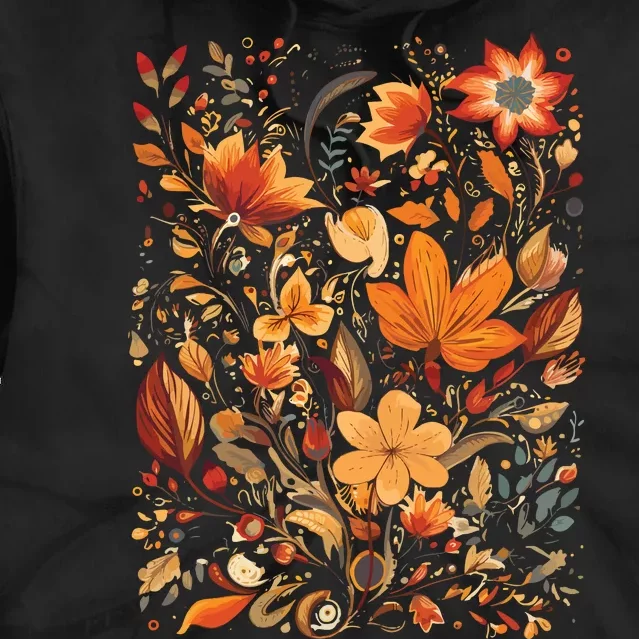 Fall Floral Fall Wildflowers Autumn Tie Dye Hoodie