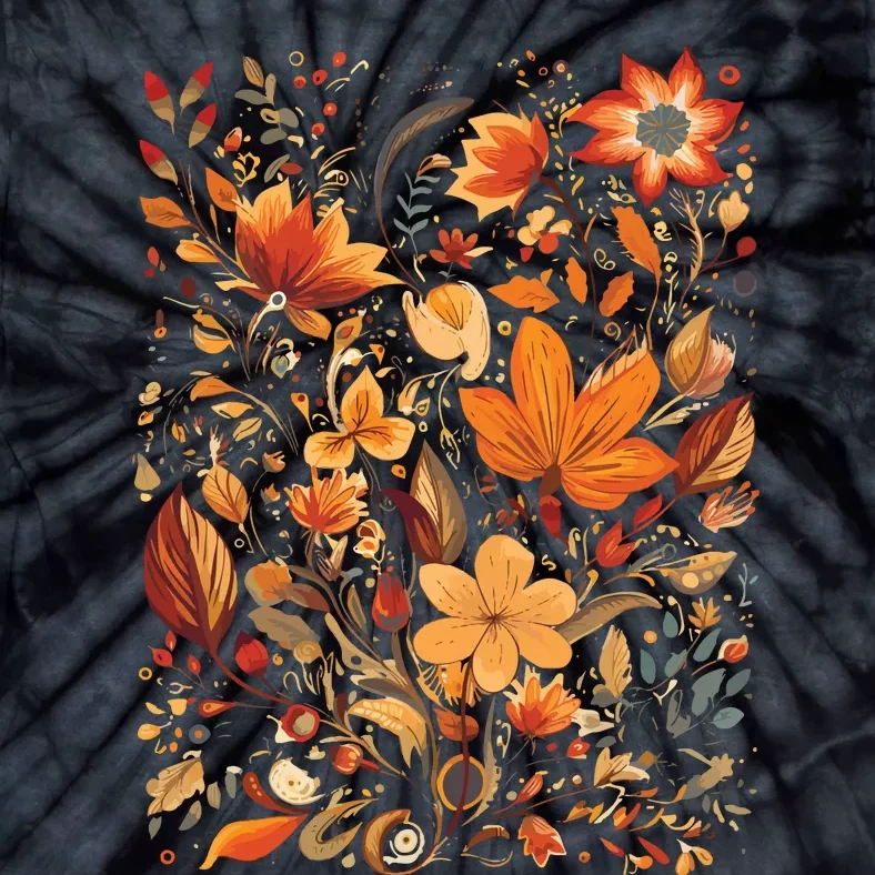 Fall Floral Fall Wildflowers Autumn Tie-Dye T-Shirt