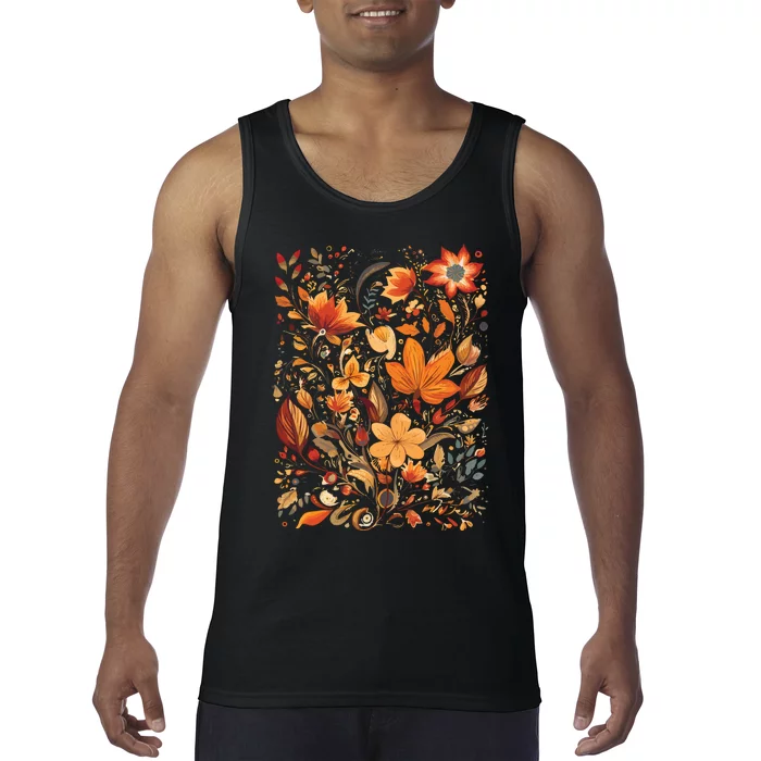 Fall Floral Fall Wildflowers Autumn Tank Top