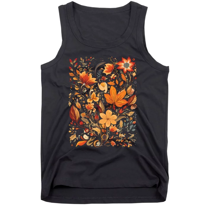 Fall Floral Fall Wildflowers Autumn Tank Top