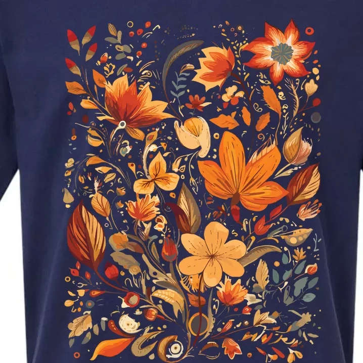 Fall Floral Fall Wildflowers Autumn Sueded Cloud Jersey T-Shirt