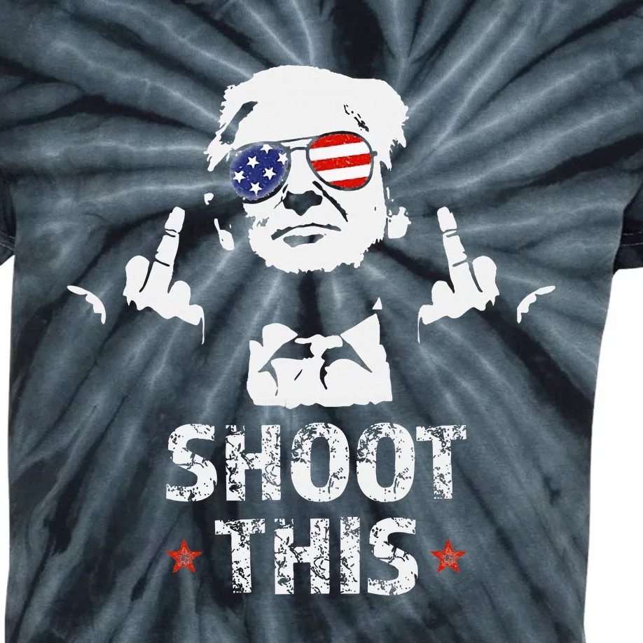 Fight Fight Fight Trump 2024 American Flag Shoot This Kids Tie-Dye T-Shirt