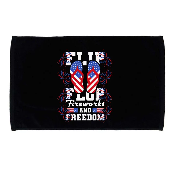 Flip Flop Fireworks And Freedom Independence Day Microfiber Hand Towel