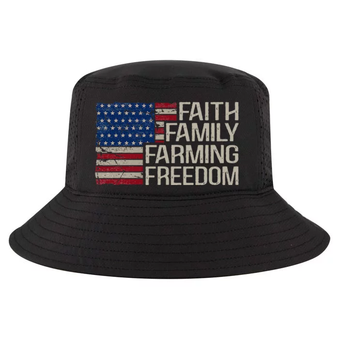 Faith Family Farming Freedom American Flag Cool Comfort Performance Bucket Hat