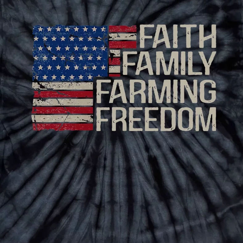 Faith Family Farming Freedom American Flag Tie-Dye T-Shirt