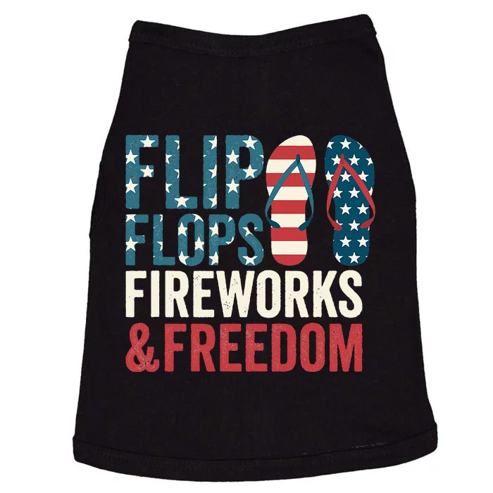 Flip Flops Fireworks & Freedom Fourth Of July Doggie Tank