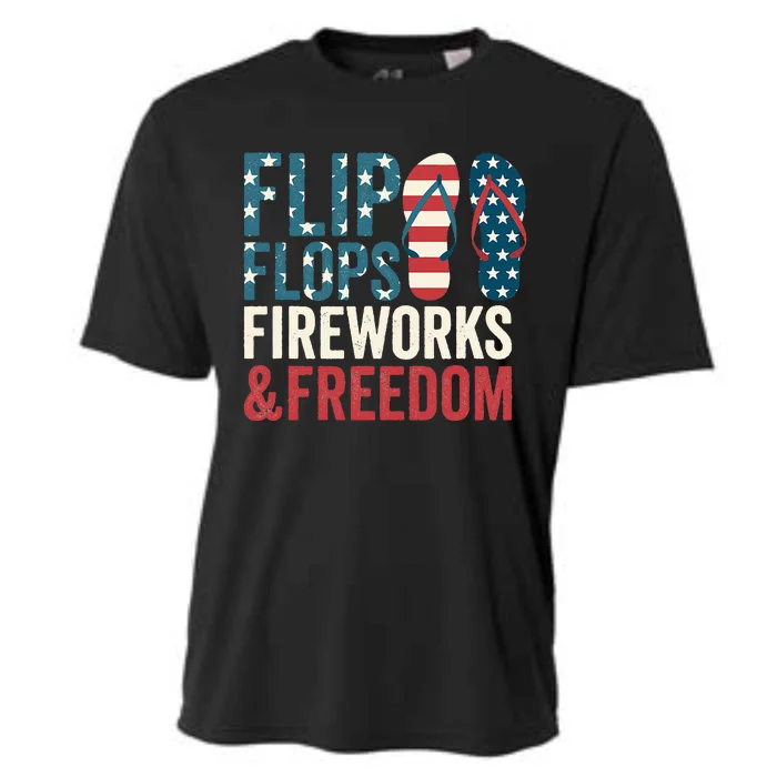 Flip Flops Fireworks & Freedom Fourth Of July Cooling Performance Crew T-Shirt