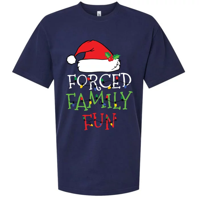 Forced Family Fun Sarcastic Christmas Pajama Family Funny Sueded Cloud Jersey T-Shirt