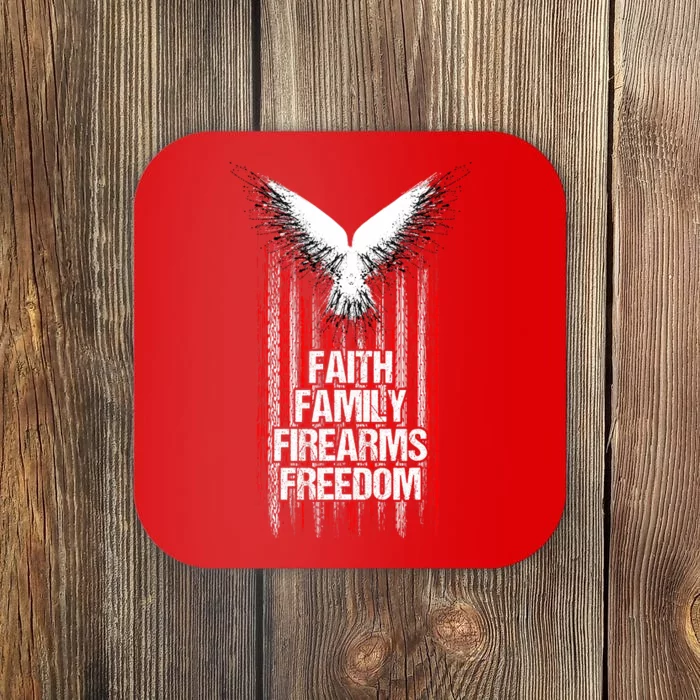 Faith Family Firearms & Freedom American Flag Pro God Guns Coaster