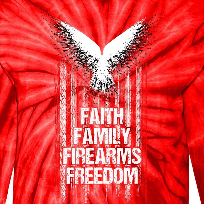 Faith Family Firearms & Freedom American Flag Pro God Guns Tie-Dye Long Sleeve Shirt