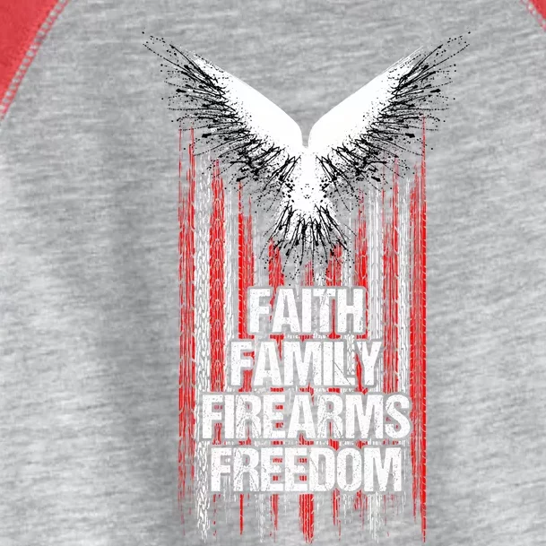 Faith Family Firearms & Freedom American Flag Pro God Guns Toddler Fine Jersey T-Shirt